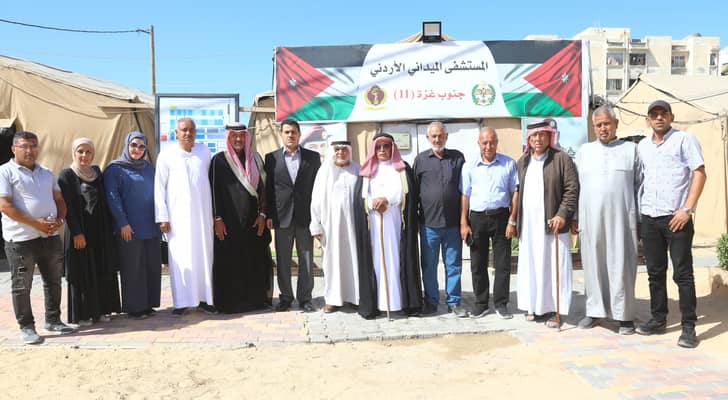 المستشفى الميداني الأردني جنوب غزة/11 يستقبل وفداً لتقديم واجب العزاء بشهداء حادثة الكرك