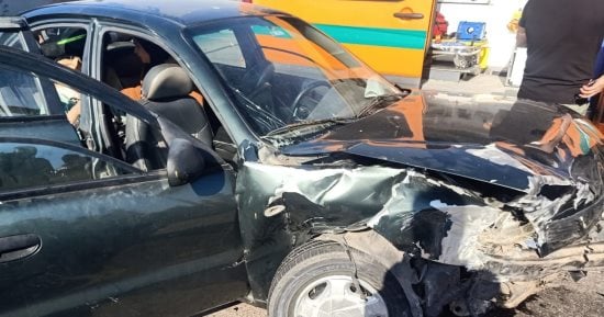 إصابة 4 اشخاص فى حادث تصادم سيارتين فى المنيب